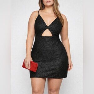 Express Shimmer Black Cut Out Bodycon Y2K Dress